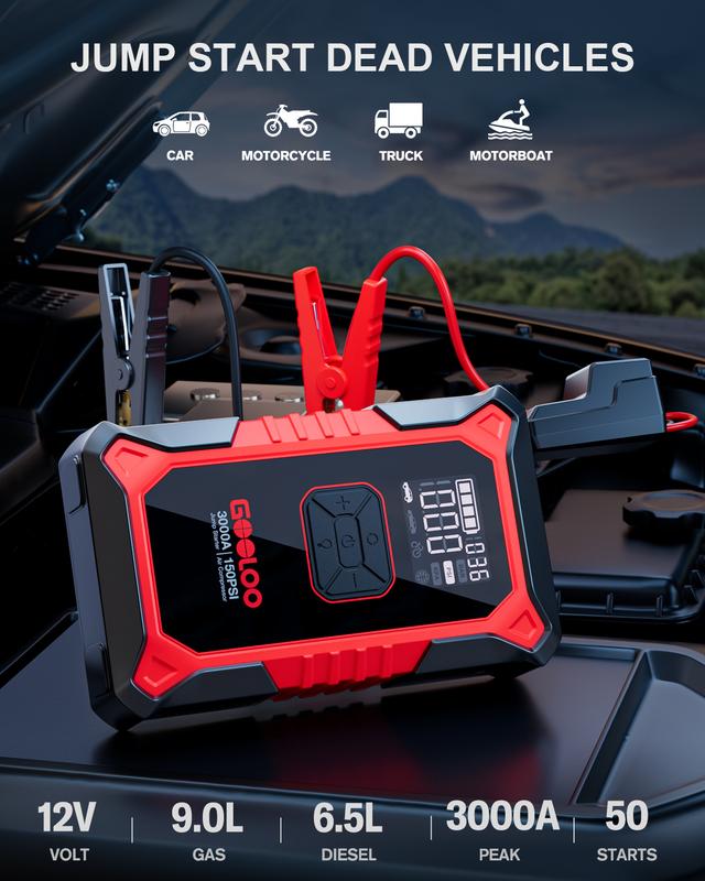 Portable Car Jump Starter With Air Compressor