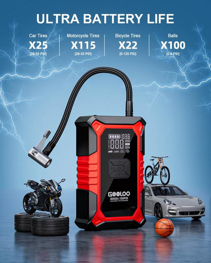 Portable Car Jump Starter With Air Compressor